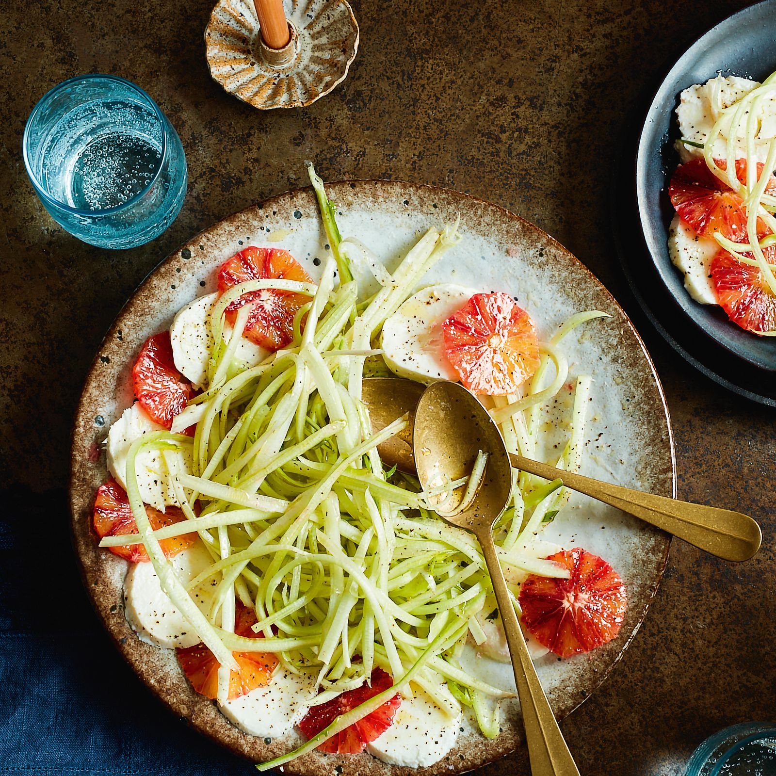 Blood orange and mozzarella salad with puntarelle