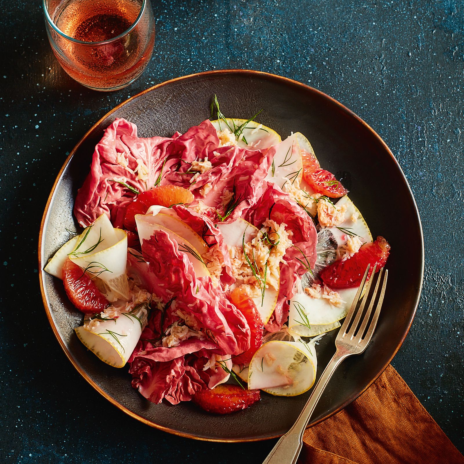 Crab salad with mixed citrus and radicchio